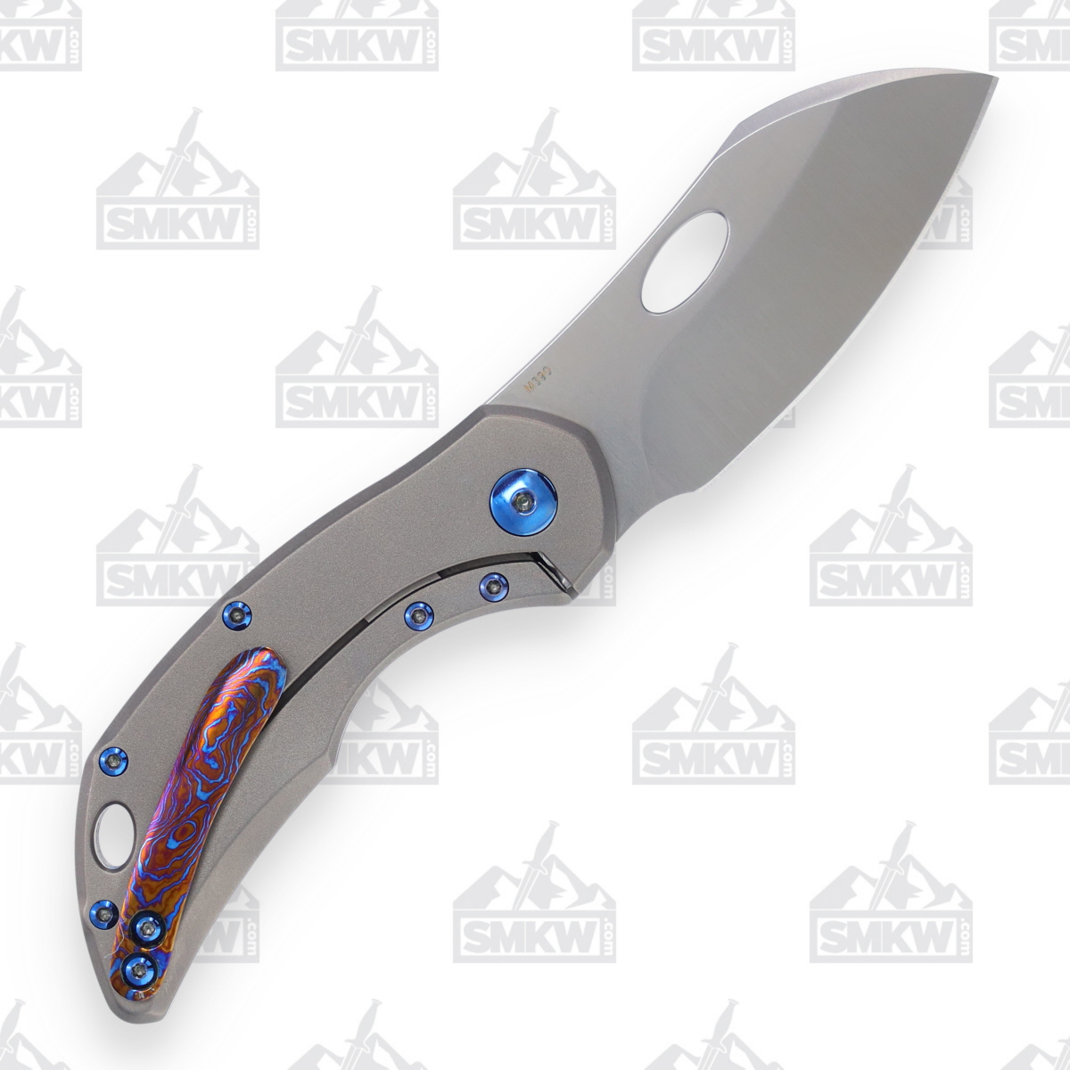 Olamic Busker Largo Folding Knife 2.37in Plain EdgeLight Blasted Ti Mascus B646L View 3