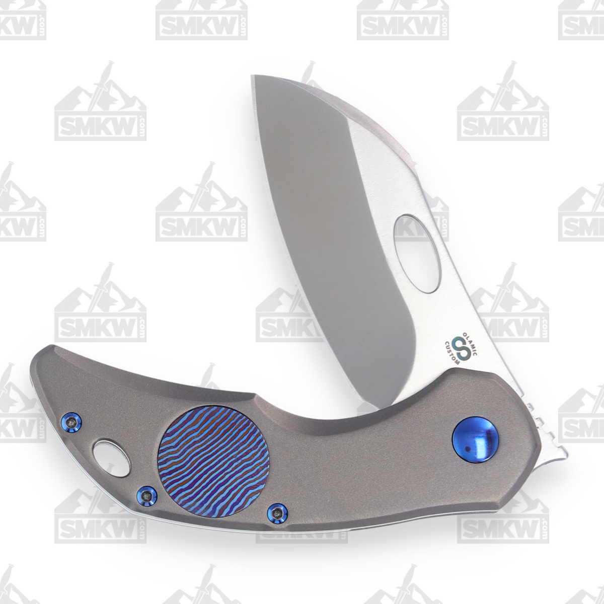 Olamic Busker Largo Folding Knife 2.37in Plain EdgeLight Blasted Ti Mascus B646L View 4