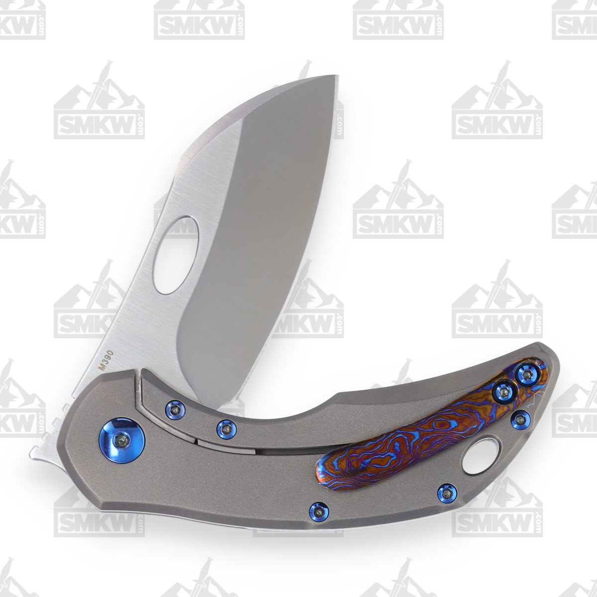 Olamic Busker Largo Folding Knife 2.37in Plain EdgeLight Blasted Ti Mascus B646L View 5