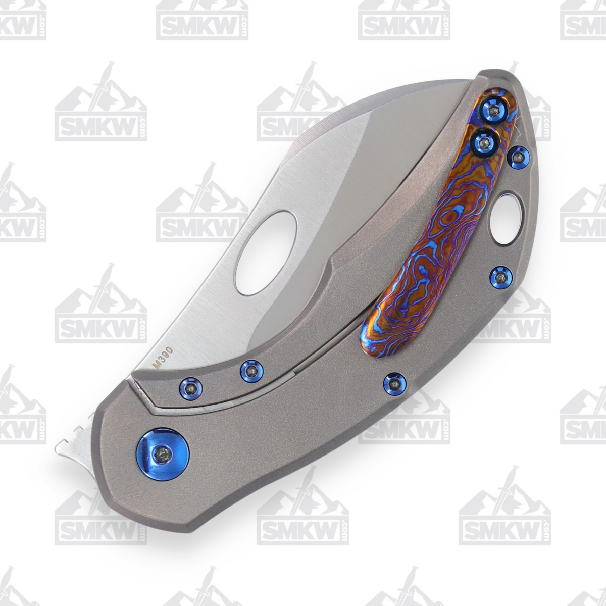 Olamic Busker Largo Folding Knife 2.37in Plain EdgeLight Blasted Ti Mascus B646L View 7