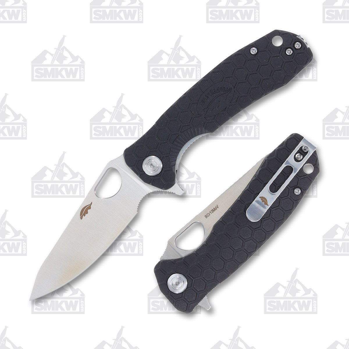 Honey Badger Medium Linerlock Folding Knife Satin 8Cr13Mov/Black HB1298 View 1