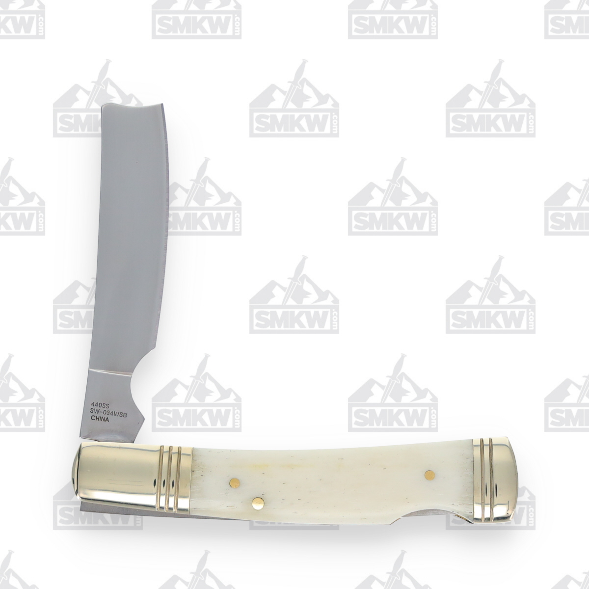 Frost Steel Warrior Razor Lockback Folding Knife White Smooth Bone FRSW034WSB View 2