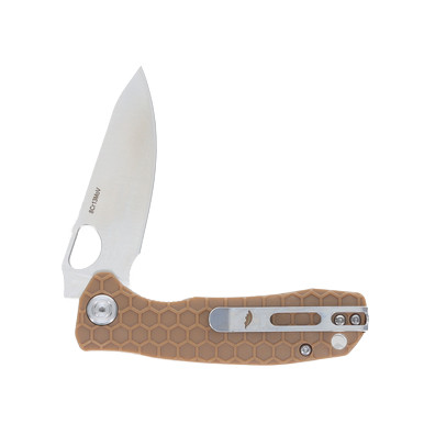Honey Badger Knives Small Leaf Folding Knife Tan FRN 2.81in Satin Blade HB1309 View 7
