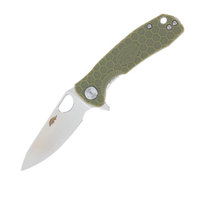 Honey Badger Knives Small Leaf Folding Knife Green FRN 2.81in Satin Blade HB1310 View 2