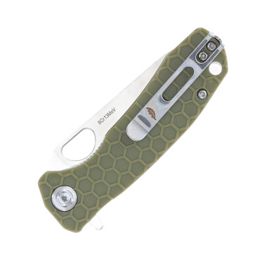 Honey Badger Knives Small Leaf Folding Knife Green FRN 2.81in Satin Blade HB1310 View 9