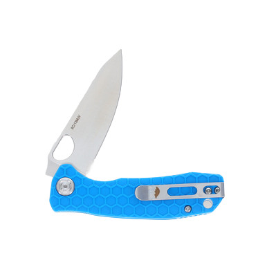 Honey Badger Small Leaf Folding Blue G-10-Polymer 2.81 In. Satin Blade View 5