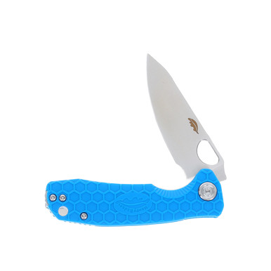 Honey Badger Small Leaf Folding Blue G-10-Polymer 2.81 In. Satin Blade View 4