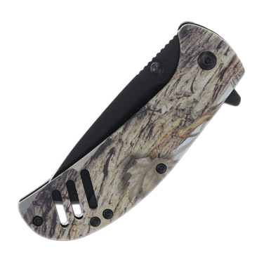 Frost Cutlery Spring-Assisted Linerlock Folding Knife Camo 2.88in Black Drop Point View 7