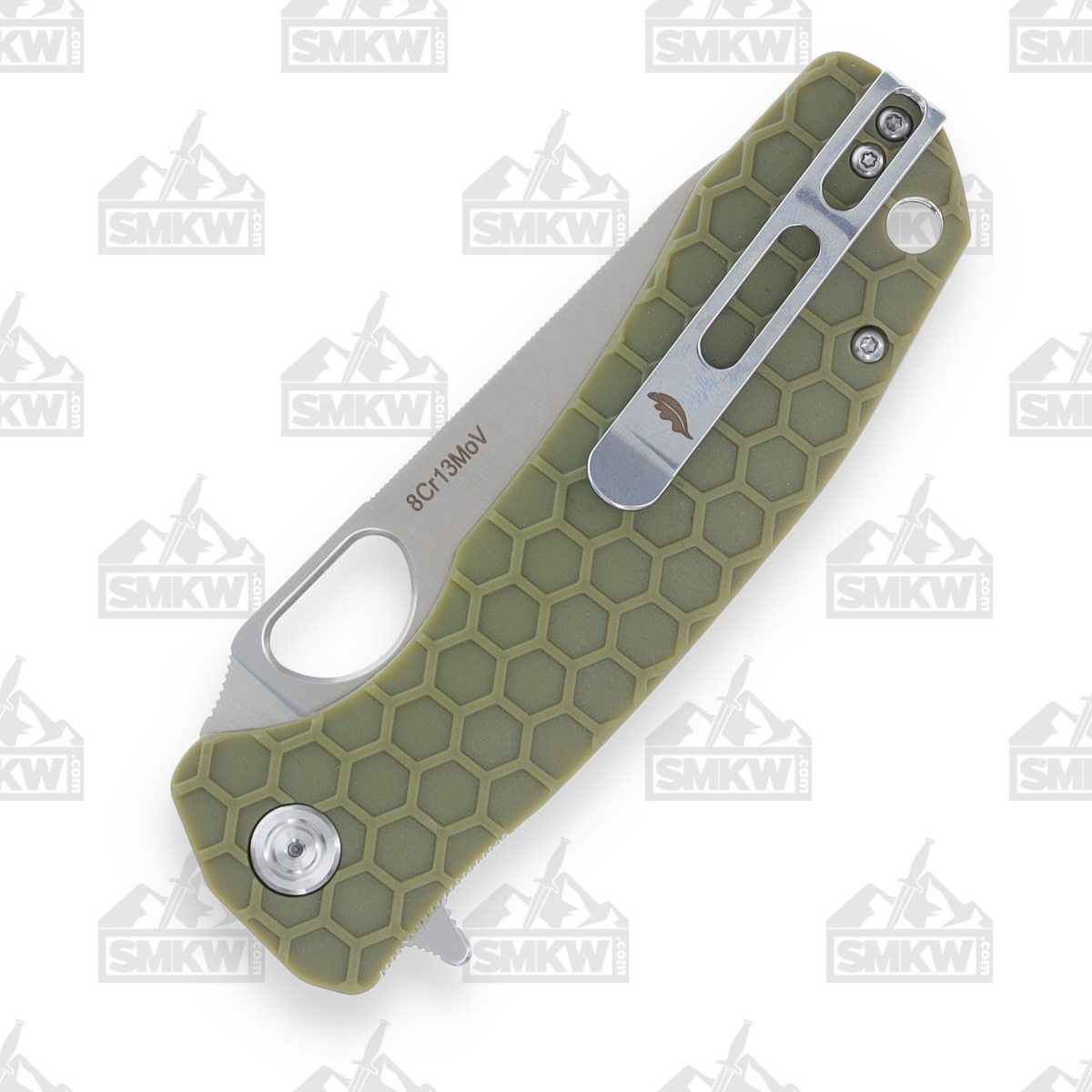 Honey Badger Large Leaf Knife Green 3.63in Plain Satin Blade HB1290 View 7