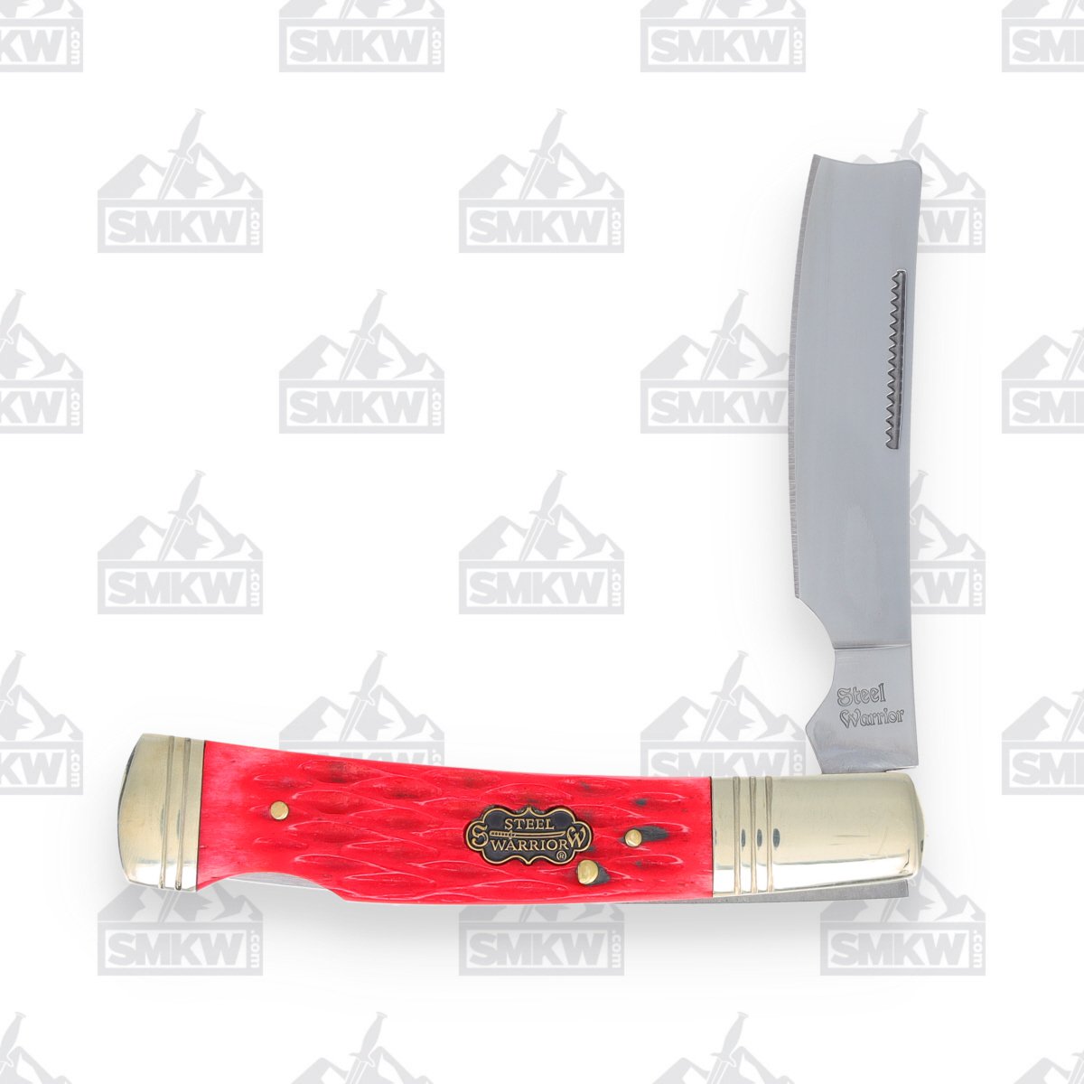Frost Steel Warrior Razor Lockback Folding Knife Red Creekside Jigged Bone FRSW034DRCS View 1