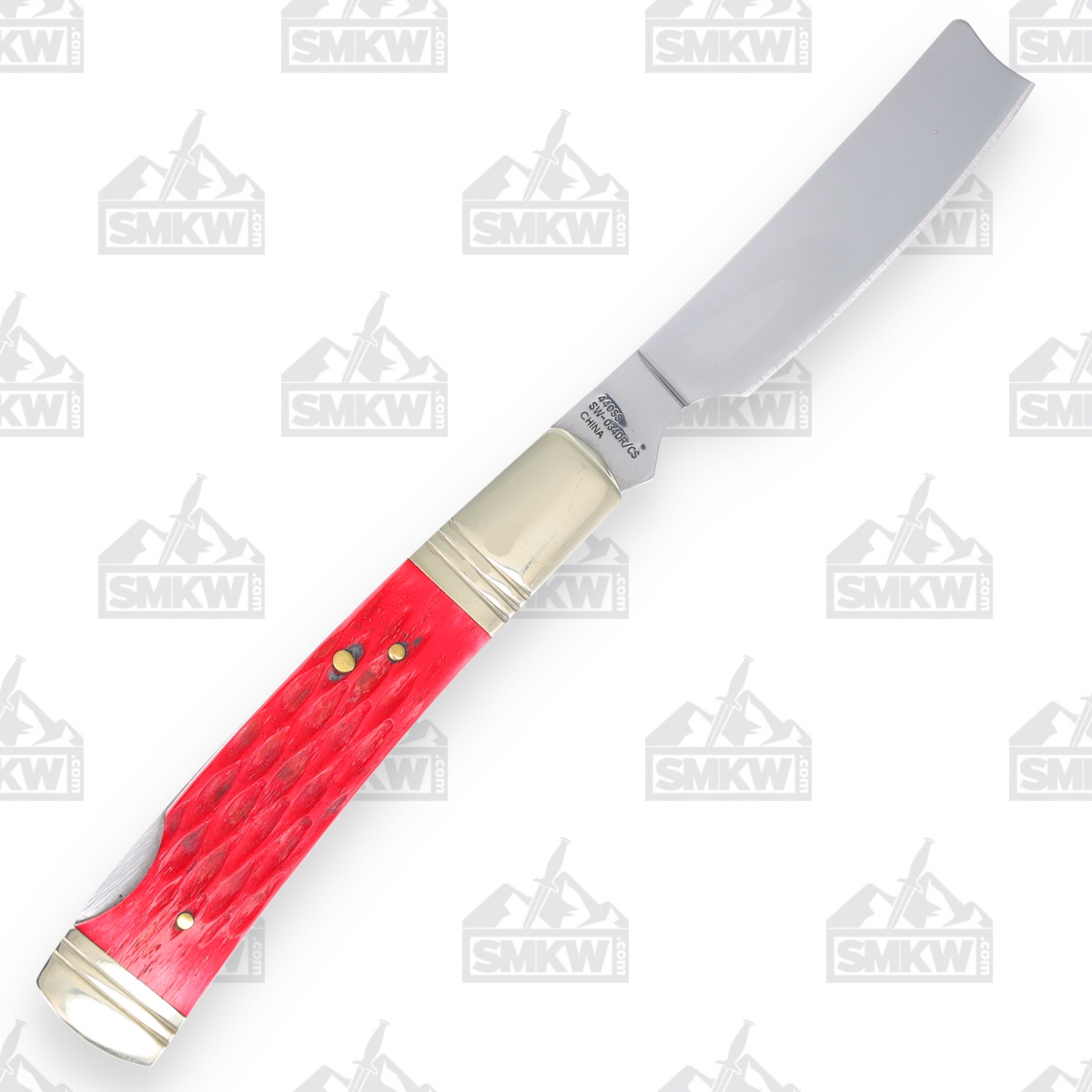 Frost Steel Warrior Razor Lockback Folding Knife Red Creekside Jigged Bone FRSW034DRCS View 4