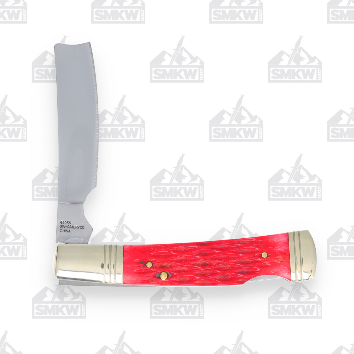 Frost Steel Warrior Razor Lockback Folding Knife Red Creekside Jigged Bone FRSW034DRCS View 2