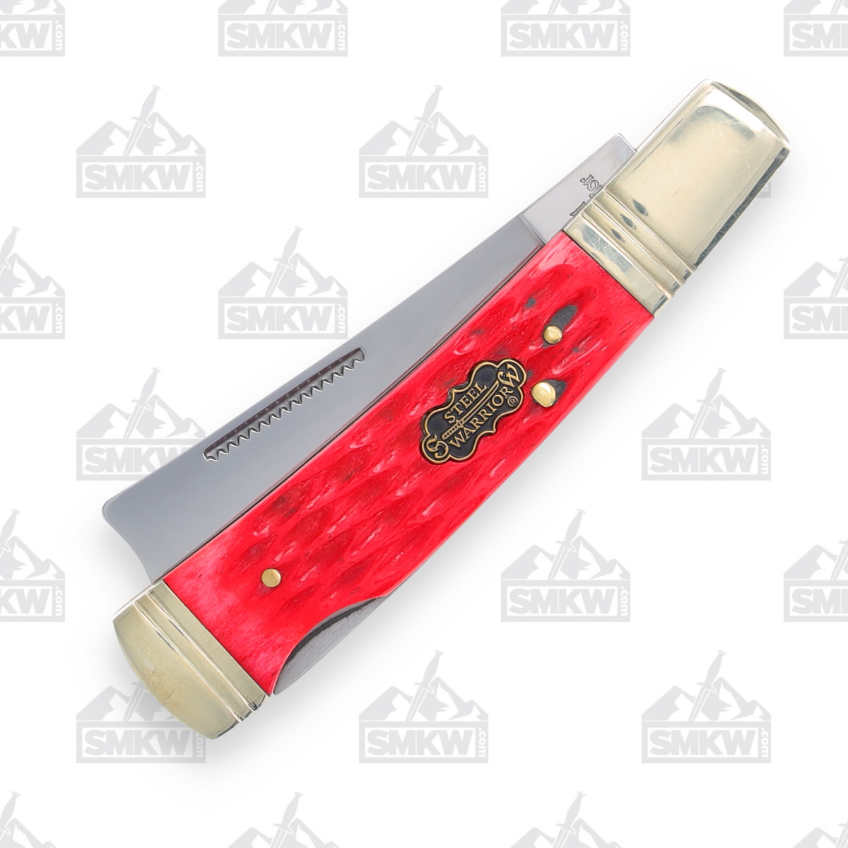 Frost Steel Warrior Razor Lockback Folding Knife Red Creekside Jigged Bone FRSW034DRCS View 5