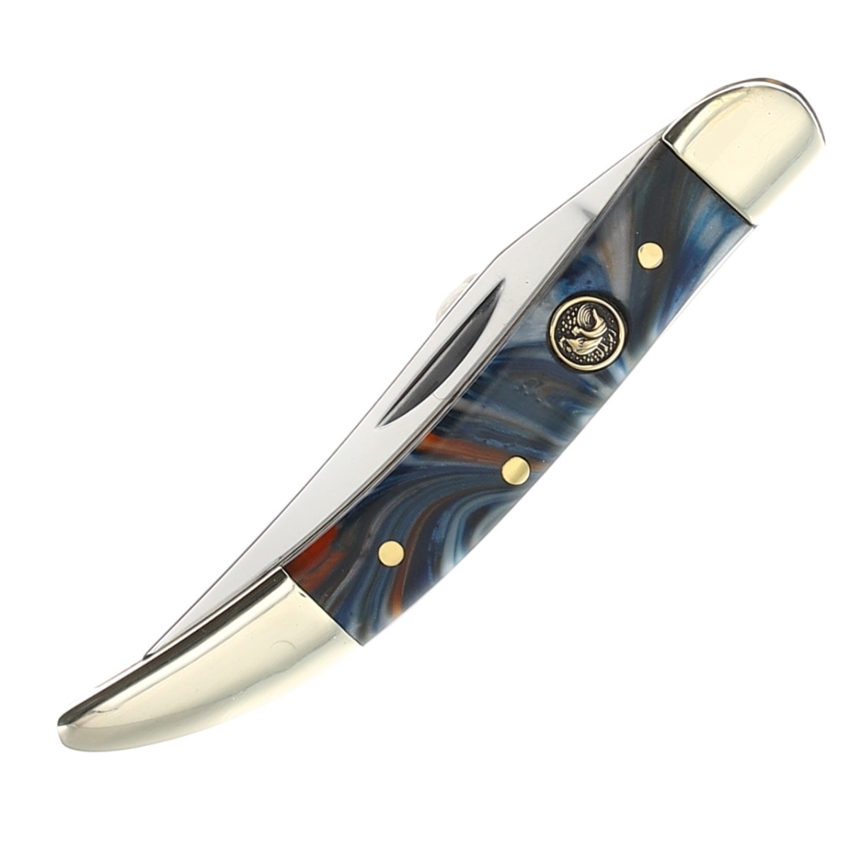Hen & Rooster Small Toothpick Folding Knife Red White & Blue Resin Handle HR961RWB View 2