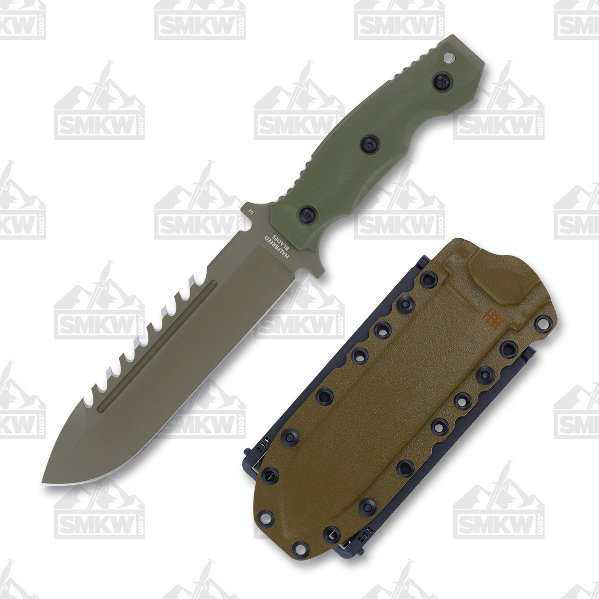 Halfbreed Large Survival Knife Ranger Green 6.89in Plain Ranger Green Modified Spear Point LSK01OD View 1