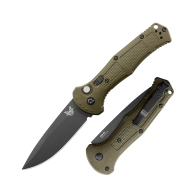 Benchmade 9070BK1 Claymore Auto Knife Ranger Green 3.6in Black Plain Drop Point Blade AUBM9070BK1 View 1
