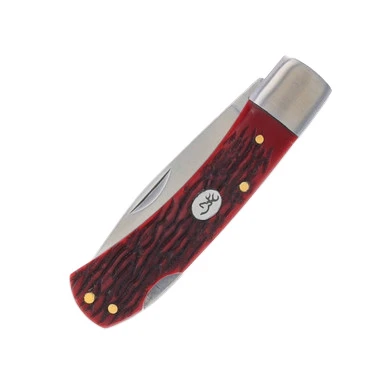 Browning Red Jigged Bone Lockback Folding Knife with Gift Tin View 7