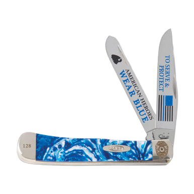 Case American Heroes Wear Blue Police Trapper Folding Knife CATBCBL View 2