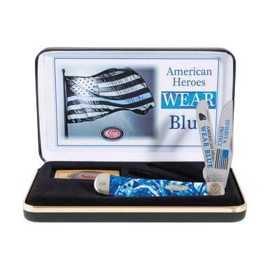 Case American Heroes Wear Blue Police Trapper Folding Knife CATBCBL View 1