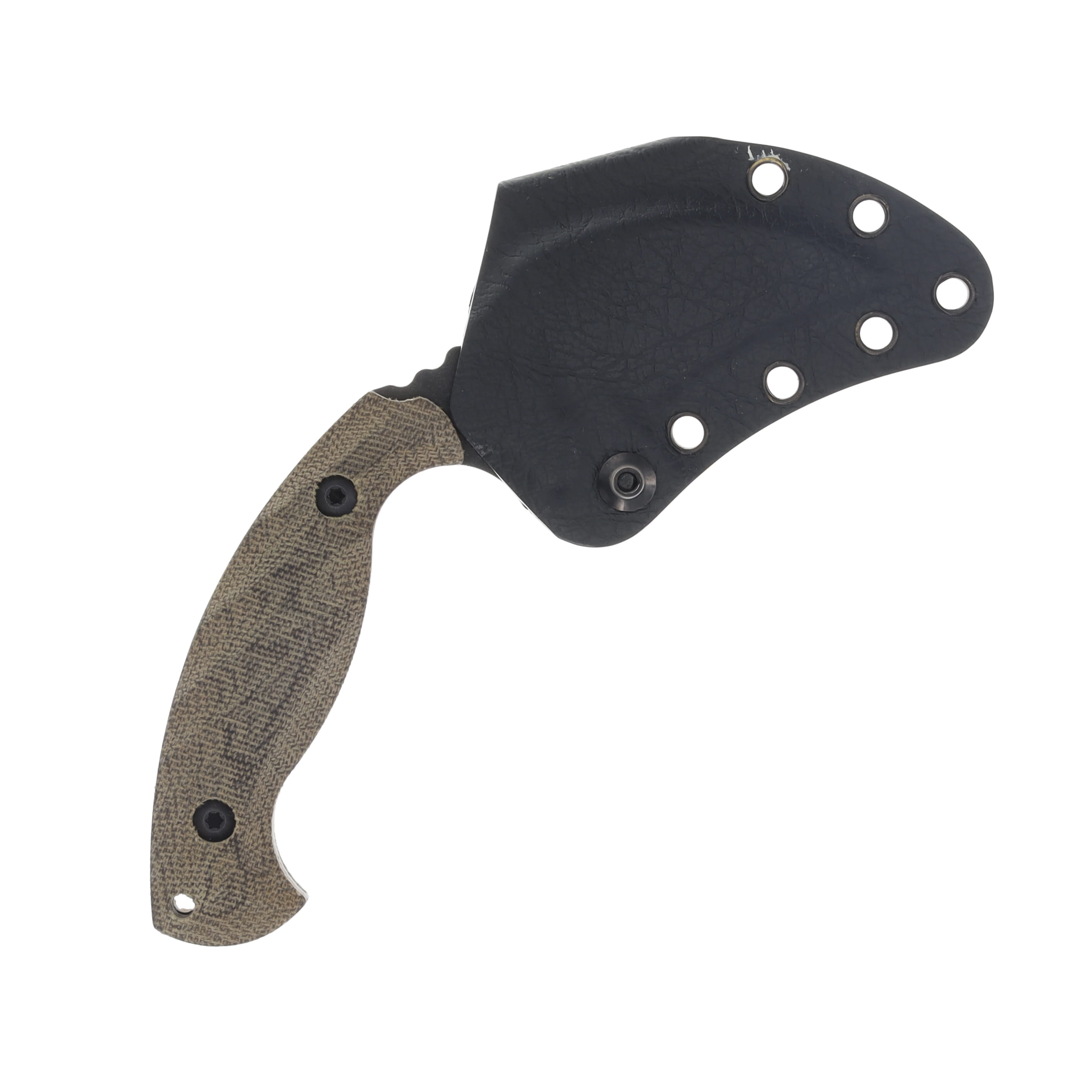 Toor Knives Karsumba Fixed Blade Green Burlap Micarta 2.5in Black Blade KARSUMBABGN View 4