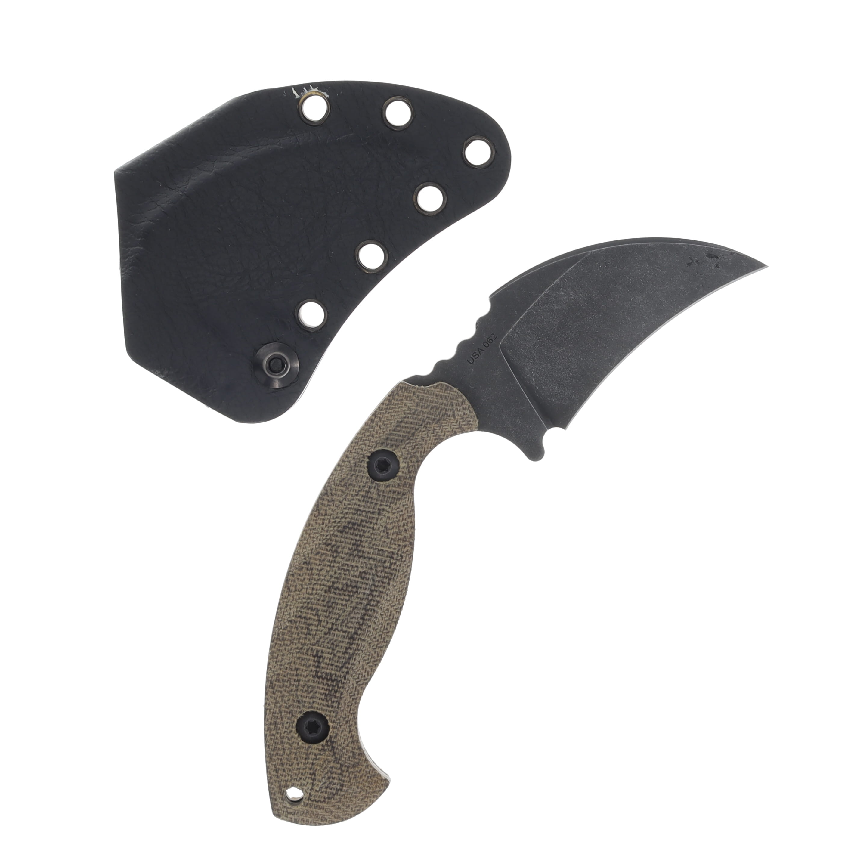 Toor Knives Karsumba Fixed Blade Green Burlap Micarta 2.5in Black Blade KARSUMBABGN View 2