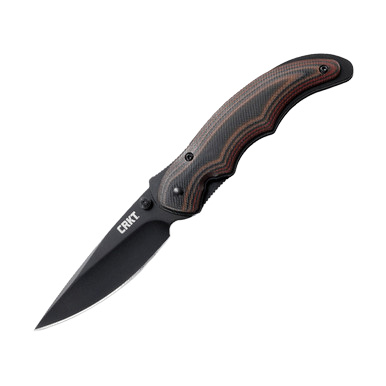 CRKT Endorser Brown - Black 3.18 Inch Plain Black Oxide Drop Point View 2