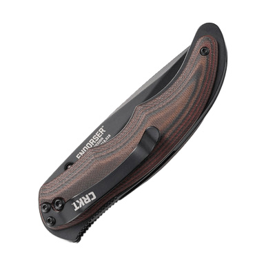 CRKT Endorser Brown - Black 3.18 Inch Plain Black Oxide Drop Point View 3