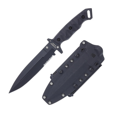 Halfbreed Medium Infantry Knife Black Partially Serrated View 1