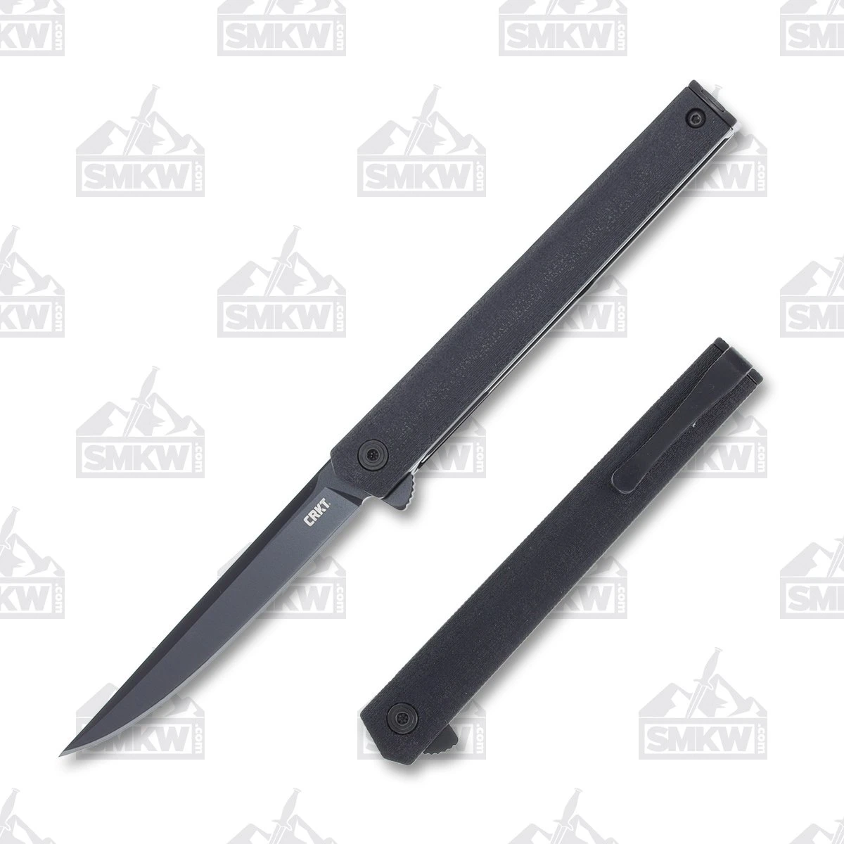 CRKT CEO Flipper Folding Knife 3.35 Inch Plain Black EDP Straight Back CR7097K View 1