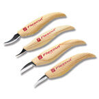 Flexcut 4-piece Carving Knife Set with Tool Roll (Ash, Carbon Steel) FTCKN100 View 1