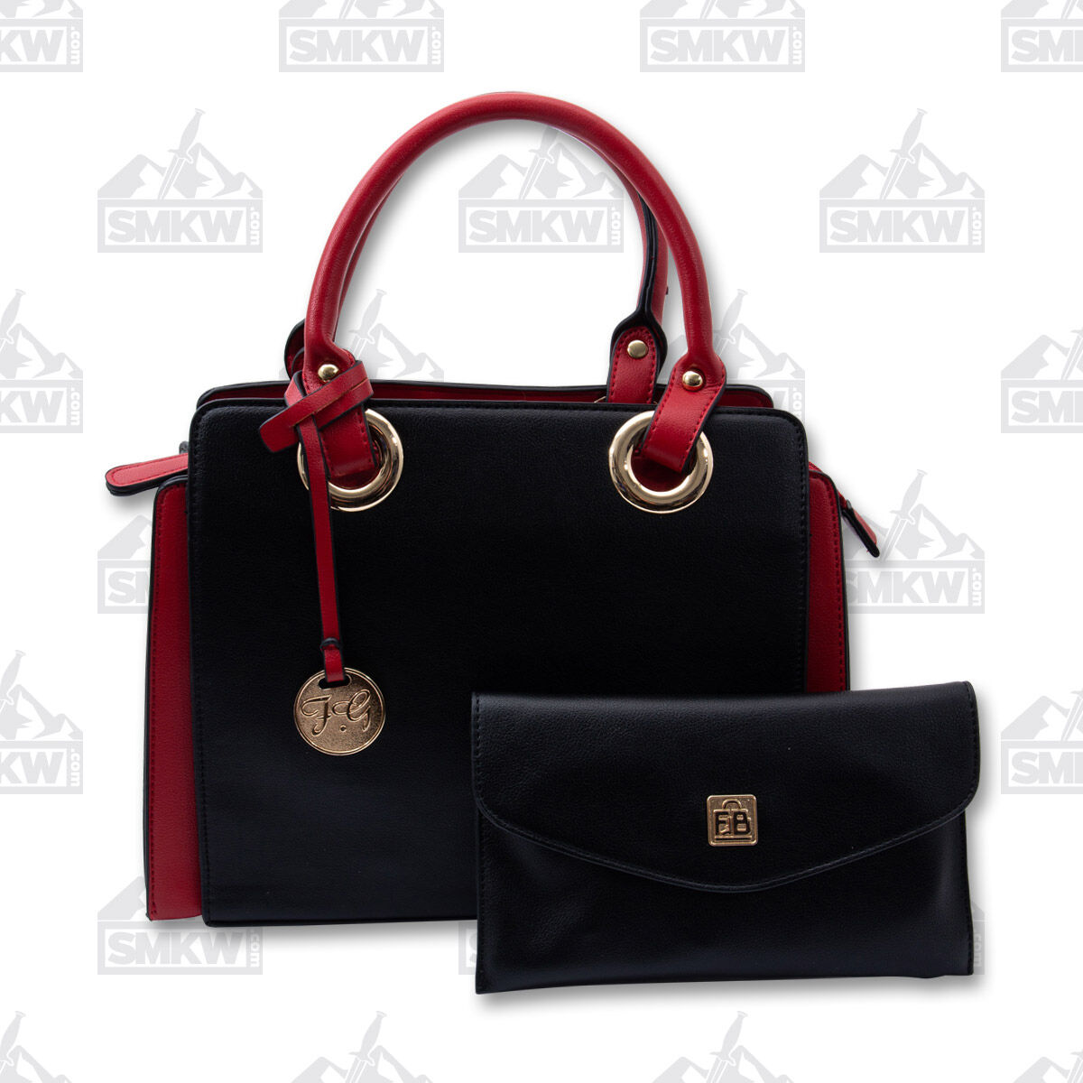 Fabigun Concealed Carry Purse Black Red Leather Combo FAB6182BK View 1