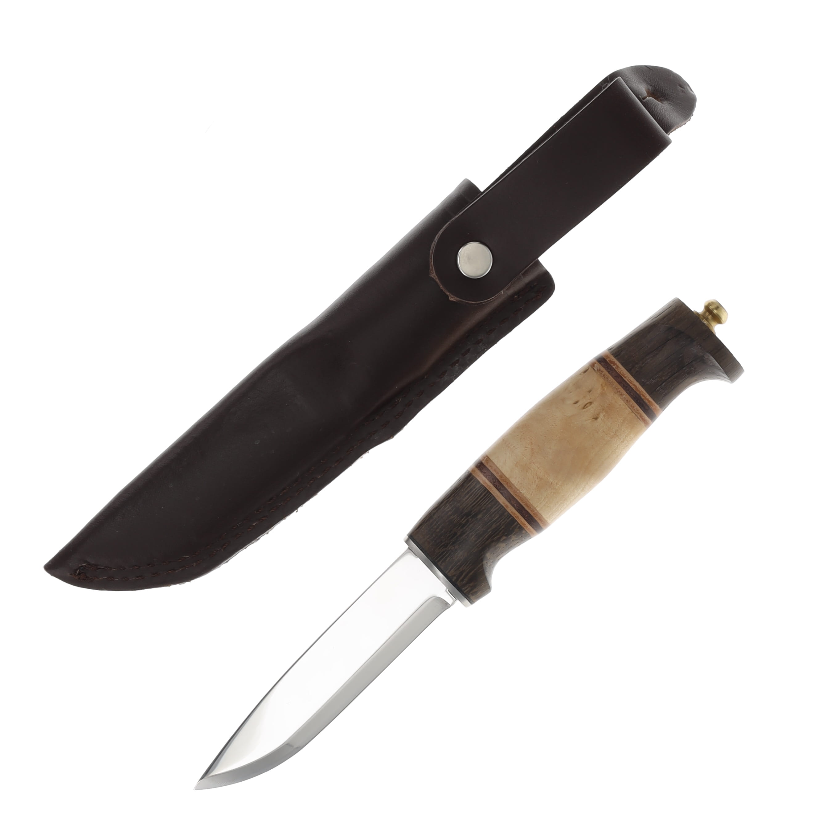 Helle Harding Fixed Blade Knife Scandi/Curly Birch Leather and