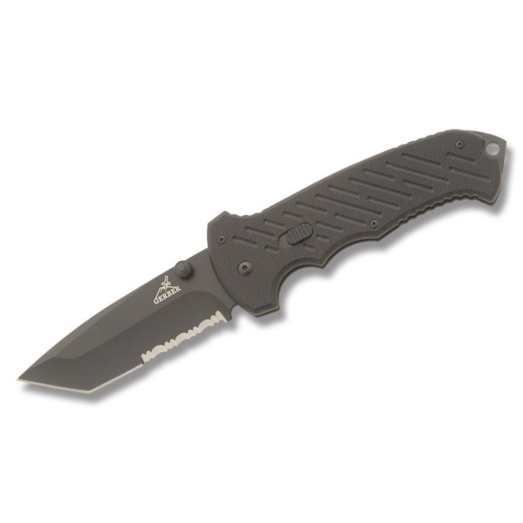 Gerber 06 FAST Slide Lock Folding Knife Black G-10 Tanto Part Serrated G0118 View 1