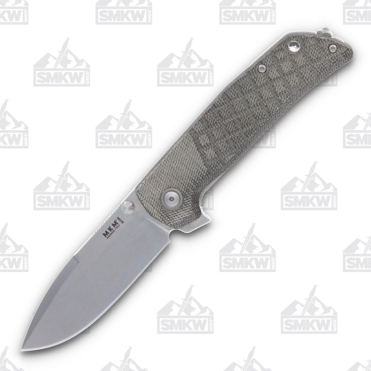 MKM Knives Maximo Folding Knife Green Canvas Micarta 3.23in Drop Point MKMMGCT View 1