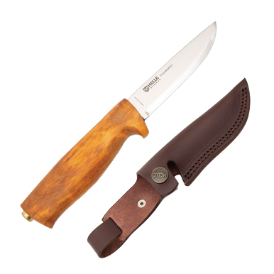 Helle Fossekallen Fixed Blade Knife 12C27/Curly Birch with Leather Sheath View 1