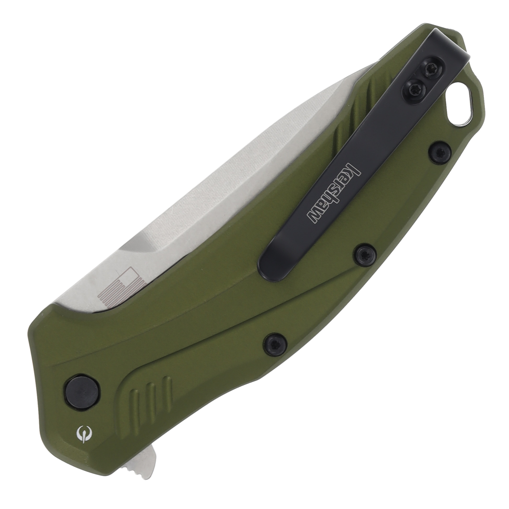 Kershaw Link Assisted Flipper Folding Knife 3.25in Drop Point Olive KS1776OLSW View 6