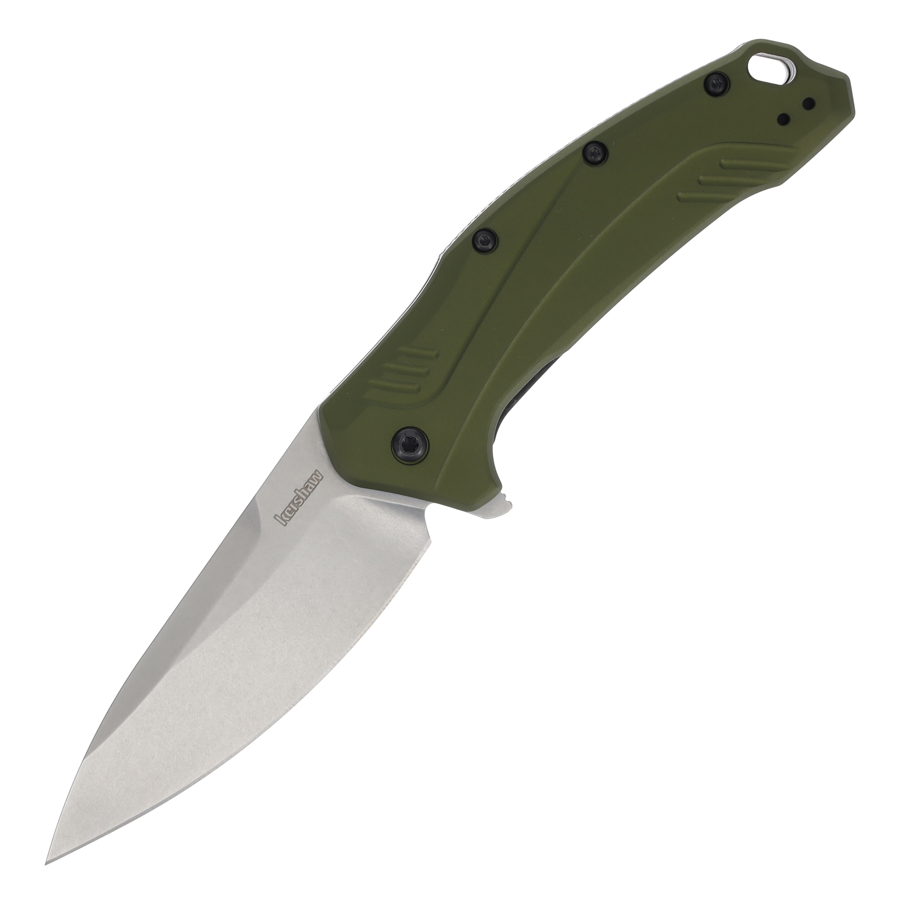Kershaw Link Assisted Flipper Folding Knife 3.25in Drop Point Olive KS1776OLSW View 1