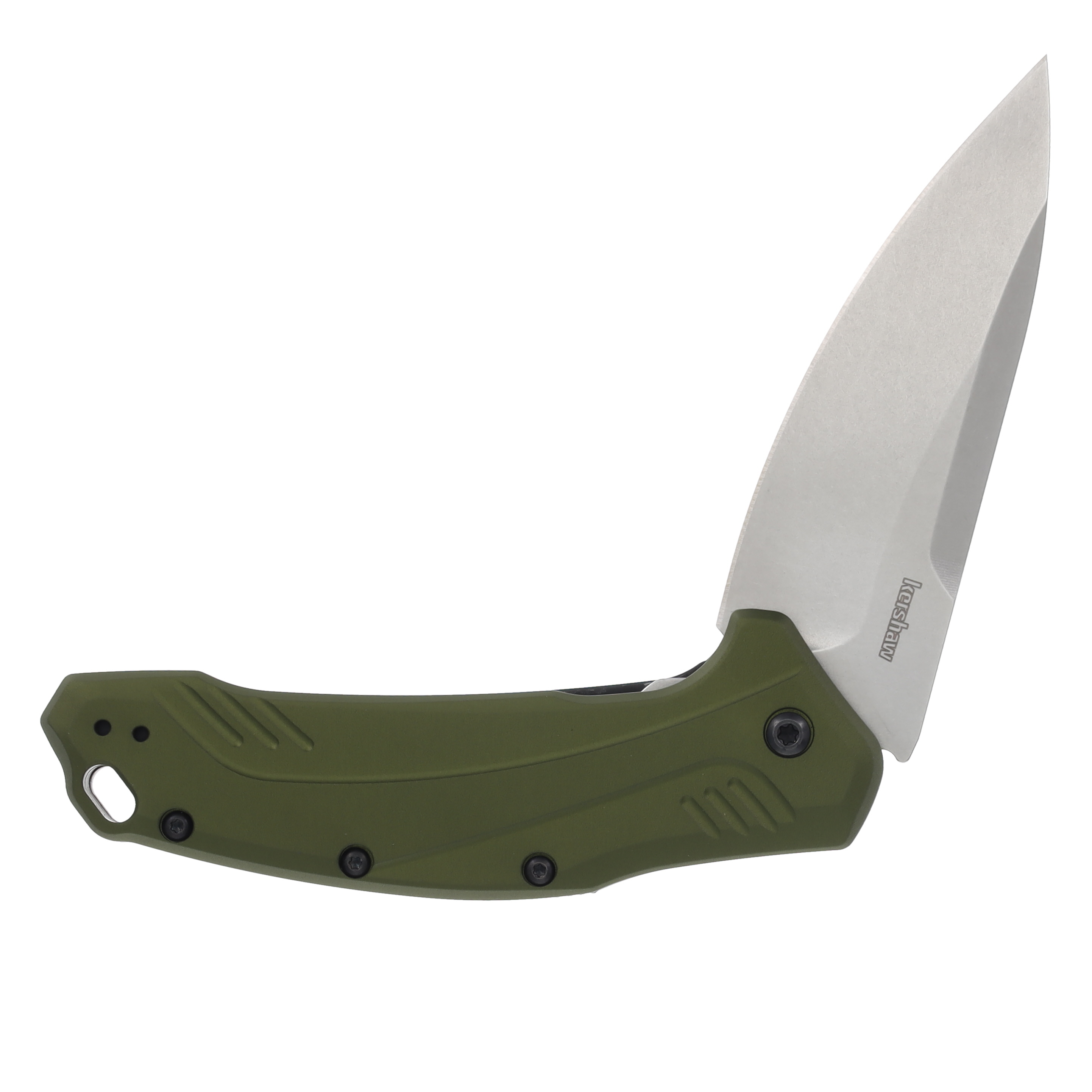 Kershaw Link Assisted Flipper Folding Knife 3.25in Drop Point Olive KS1776OLSW View 3