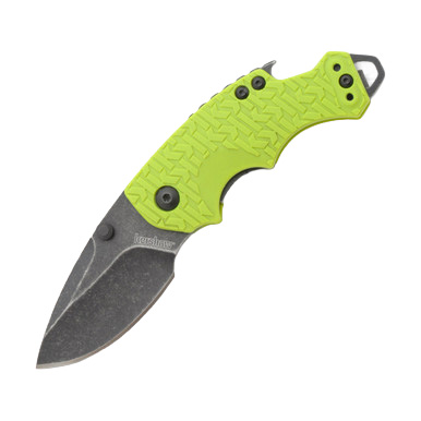 Kershaw Shuffle Lime Green Folding Knife 2.4in Blackwash Drop Point Blade View 2