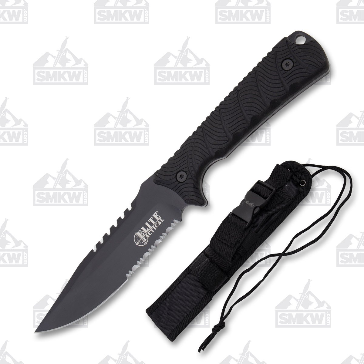Elite Tactical Backdraft Fixed Blade Knife Serrated MCETFIX005BS View 1