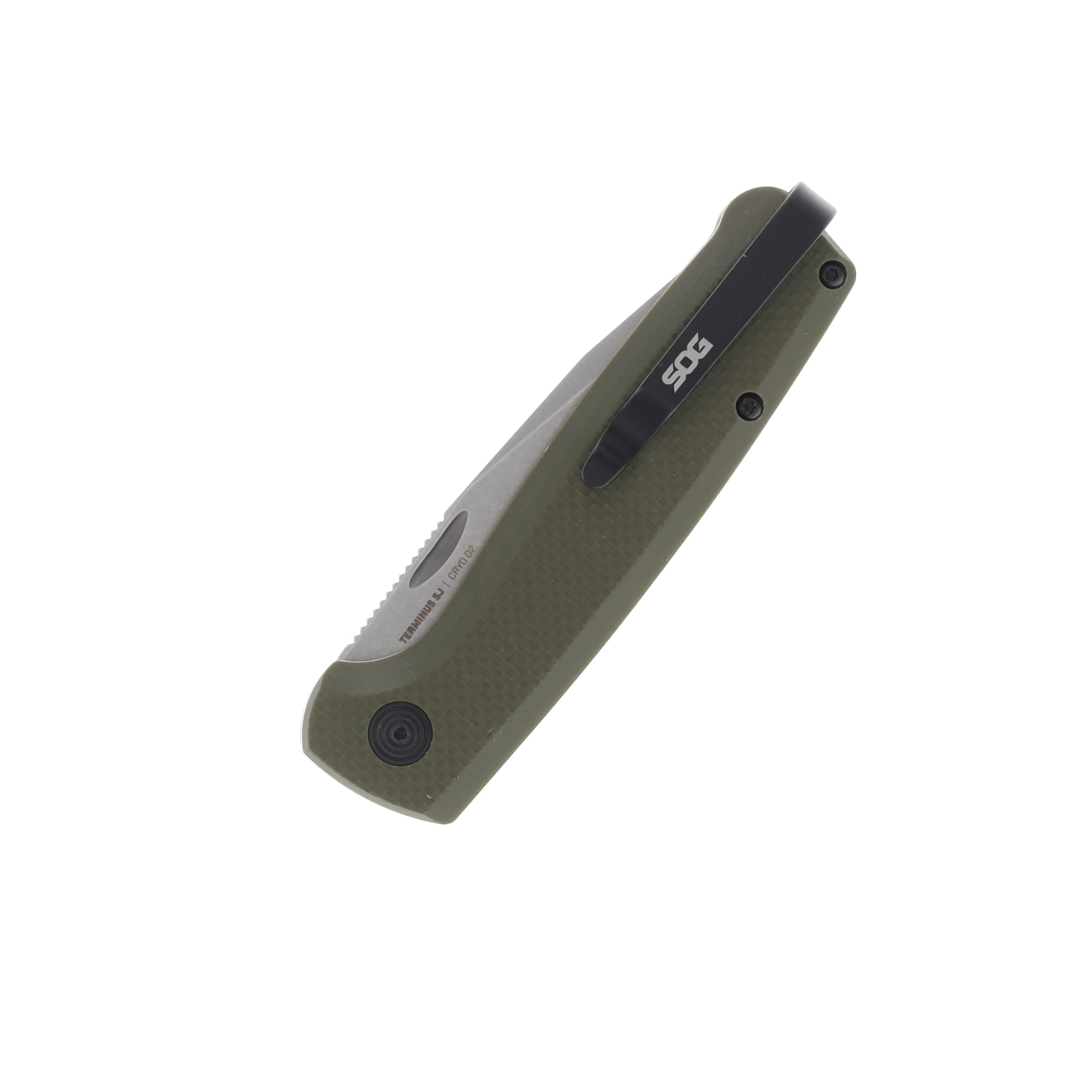 SOG Knives Terminus SJ OD Green Folding Knife 2.9in Plain SW Clip Point SOG1004BX View 2