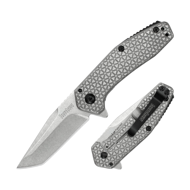 Kershaw Cathode 1324 Assisted Folding Knife 2.25in Stonewashed Tanto Blade View 1