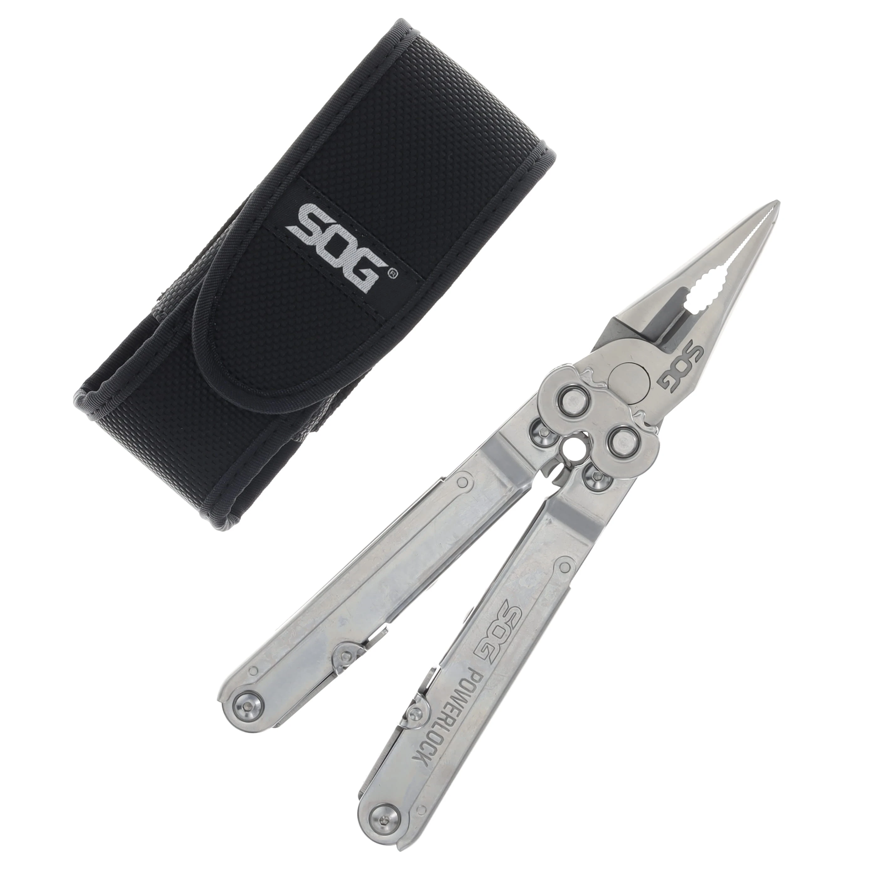 SOG PowerLock Multi-Tool Satin 18-in-1 with Nylon Sheath SOGS60 View 1