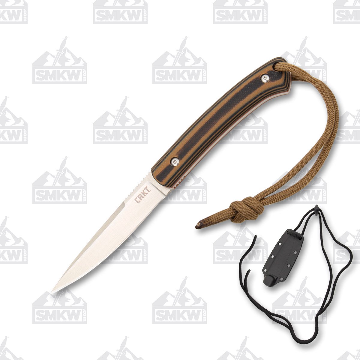 CRKT Biwa Fixed Blade Knife Brown and Black G10 3.02in Satin Drop Point CR2382 View 2
