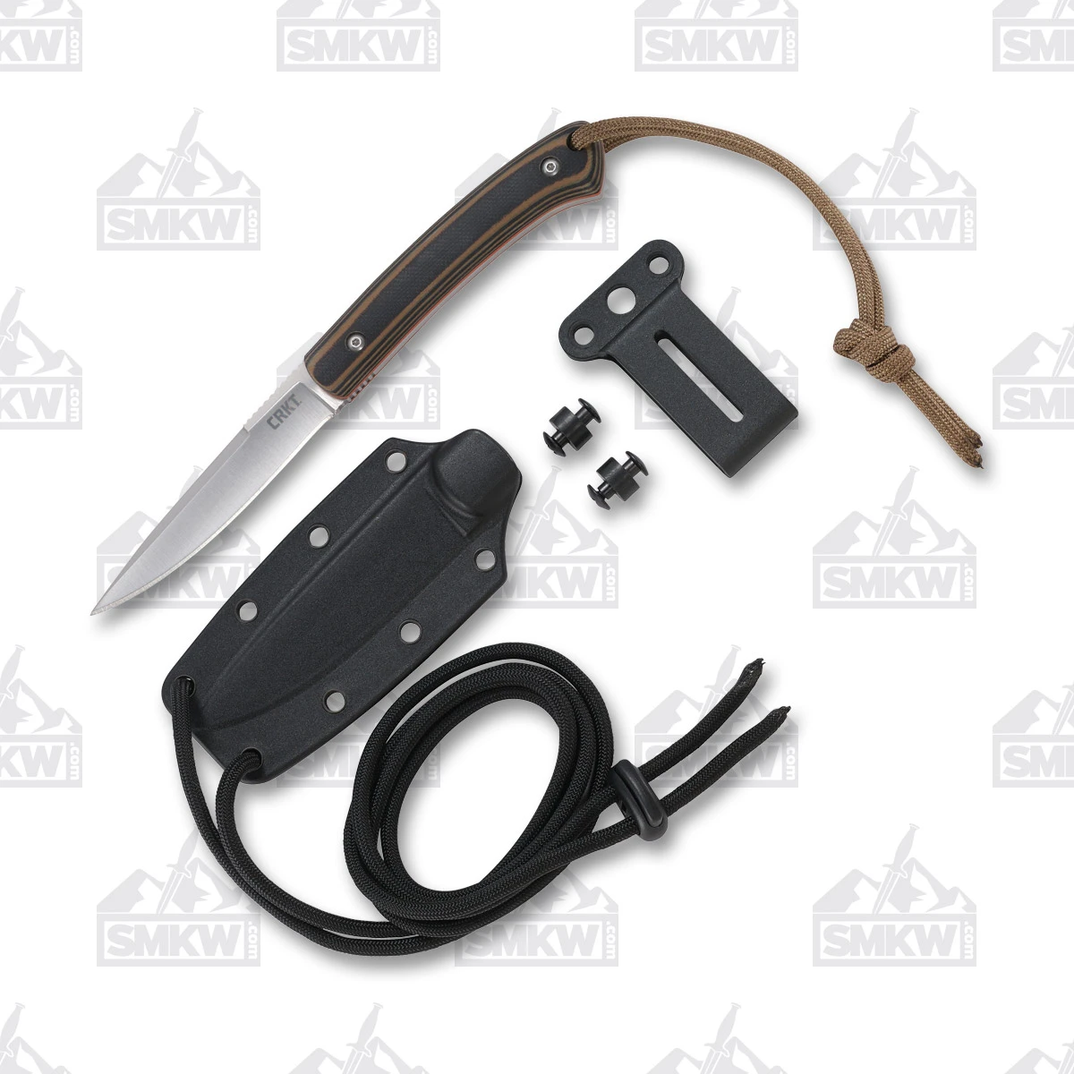 CRKT Biwa Fixed Blade Knife Brown and Black G10 3.02in Satin Drop Point CR2382 View 1