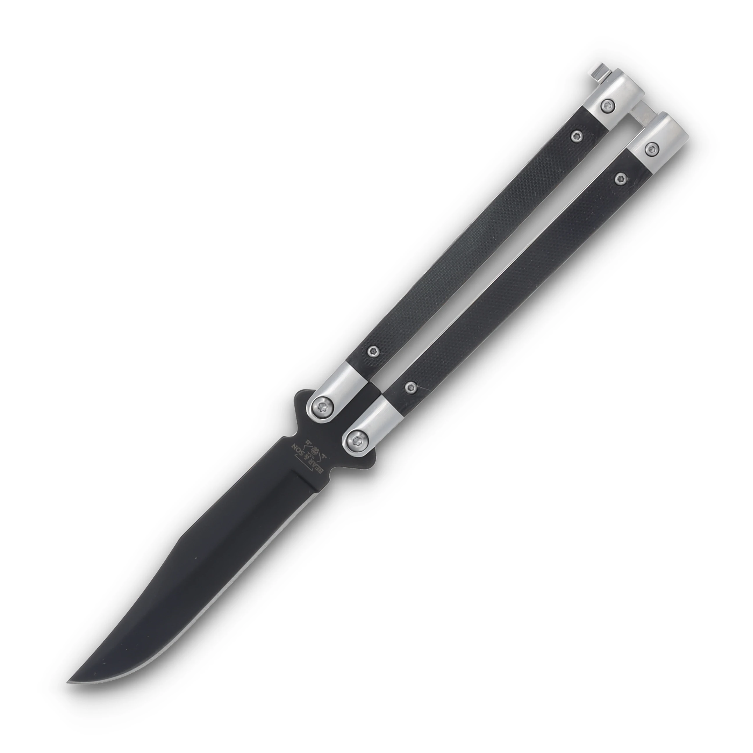 Bear & Son G-10 Balisong 4in Black 440 Clip Point BRGB17B View 1