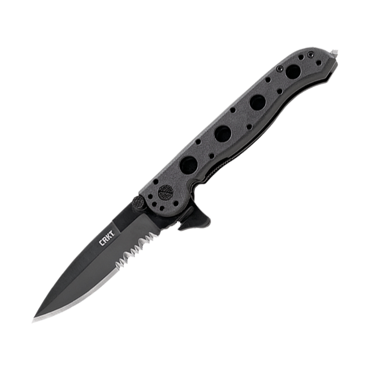 CRKT M16-13ZLEK 3.38in Plain Partially Serrated Black TiNi Spear Point CRM1613ZLEK View 1