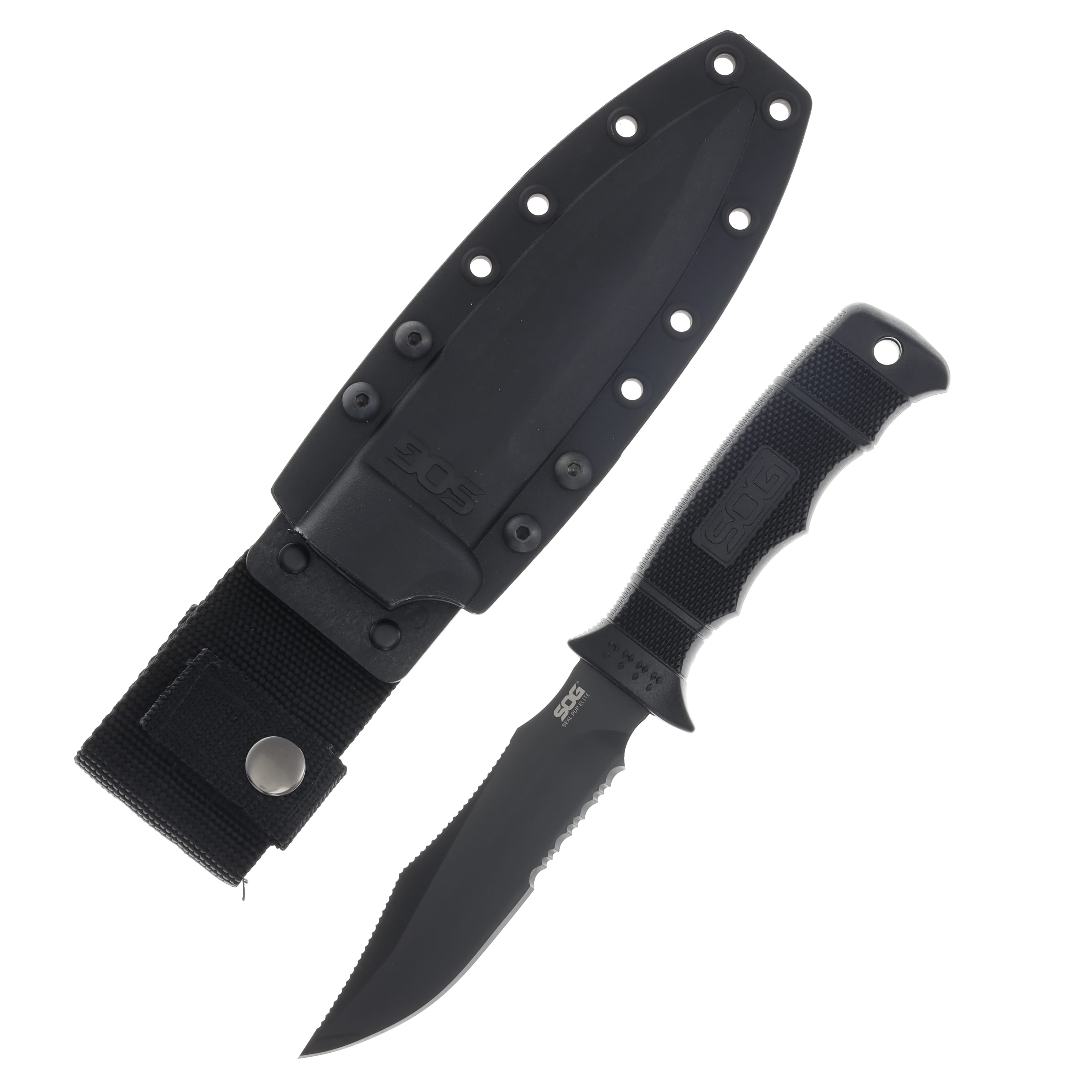 SOG Knives Seal Pup Elite Fixed Blade 4.85in Partially Serrated Clip Point SOGE37TK View 1