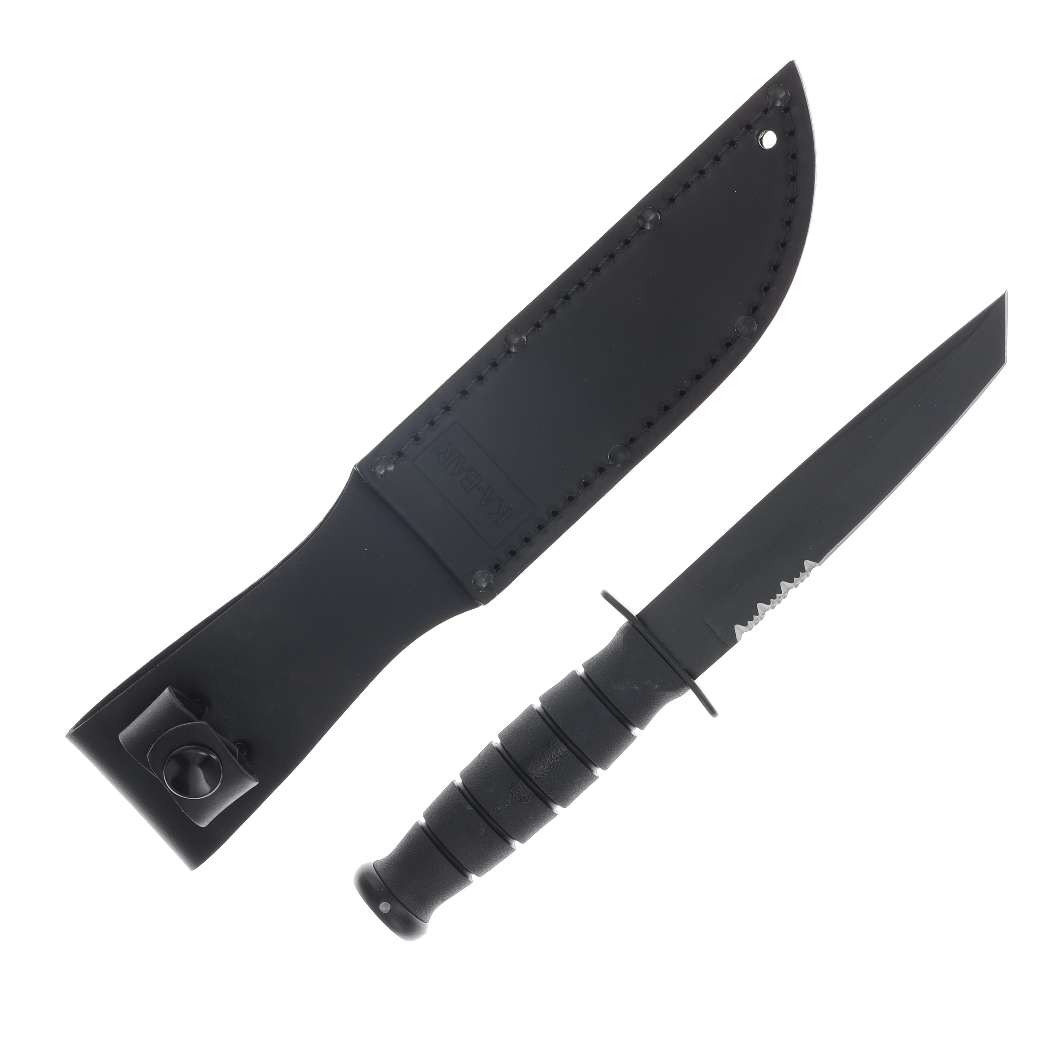 KA-BAR Short 5.25in Tanto Black Serrated Fighting Fixed Blade Knife KA1255 View 1