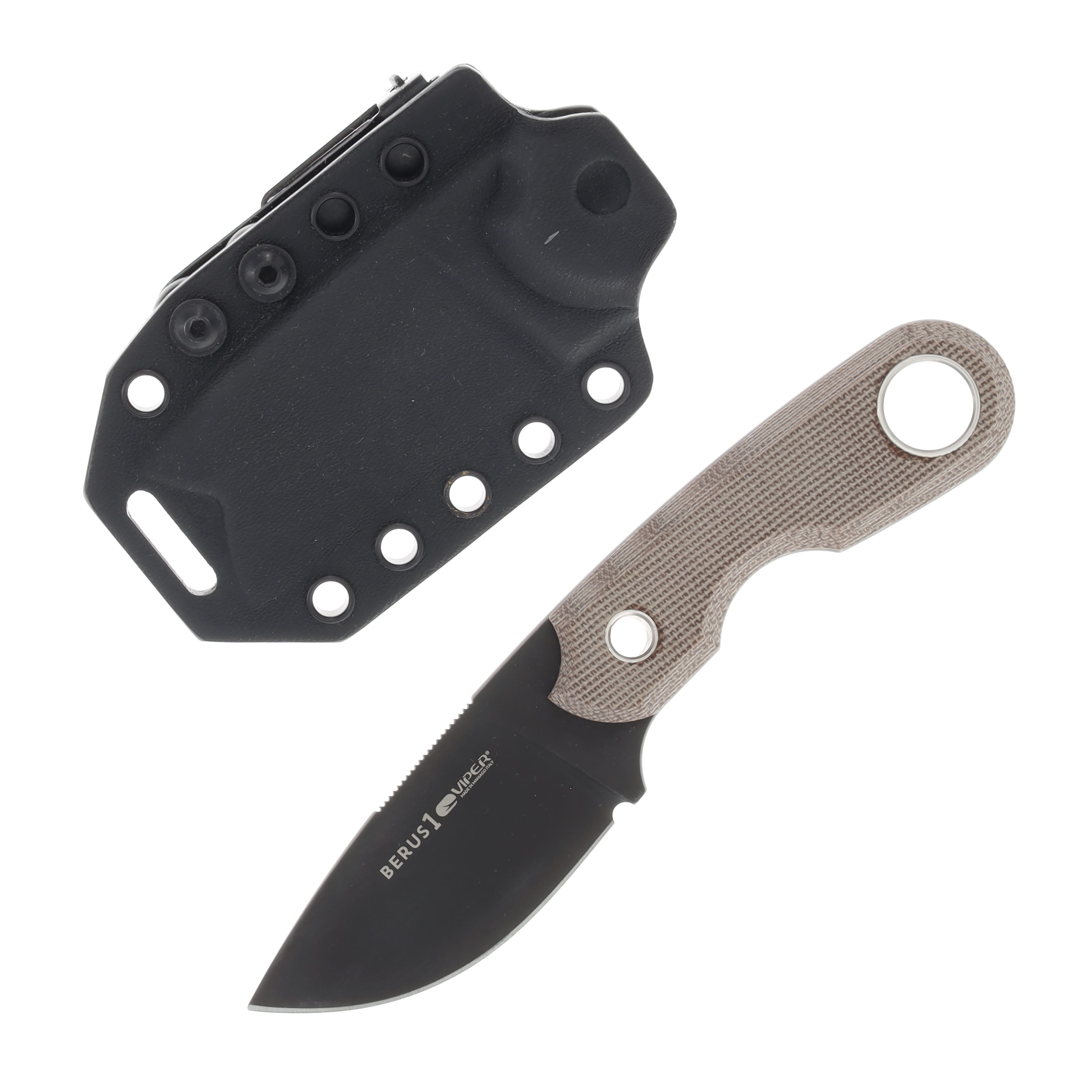 Viper Knives Berus 1 Fixed Blade Knife Natural Micarta 2.64in Black Drop Point VT4012DCN View 1